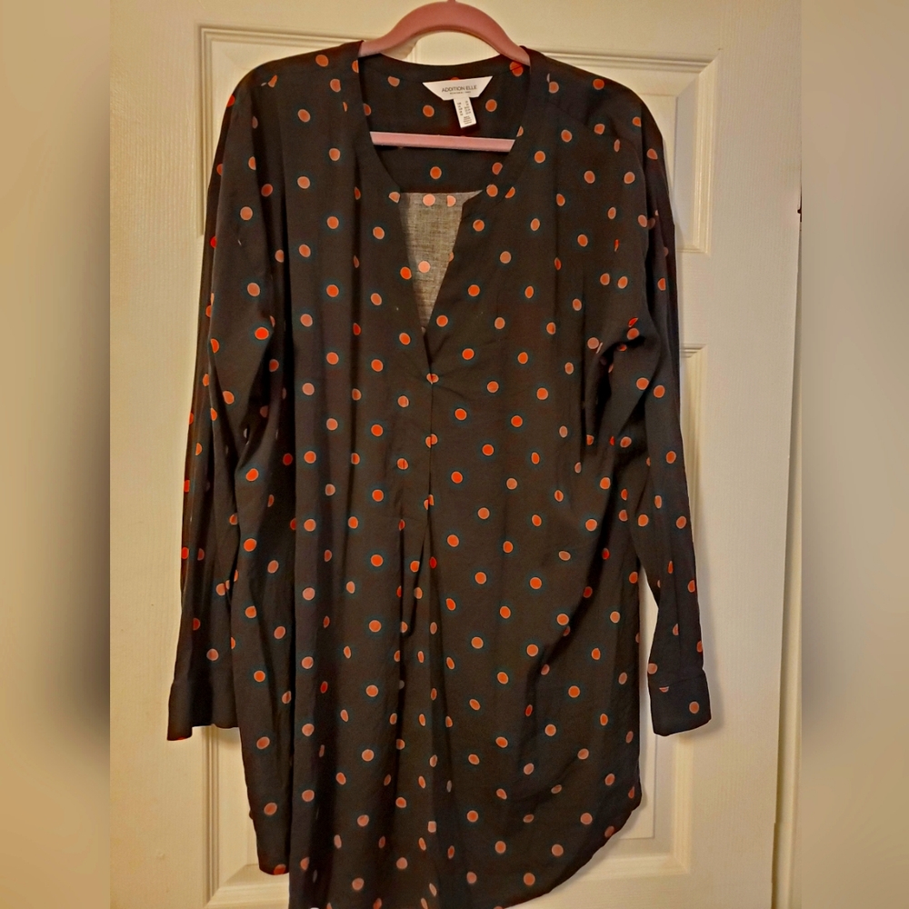 Gorgeous red and black polka dot blouse